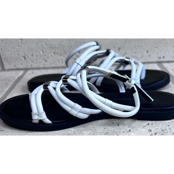Rebecca Minkoff Sarle White Leather Strappy Sandals Flats Size 7