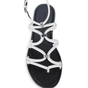 Rebecca Minkoff Sarle White Leather Strappy Sandals Flats Size 7