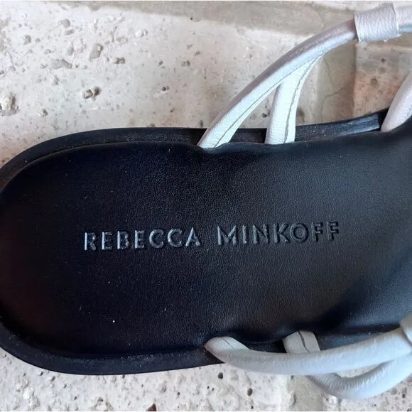 Rebecca Minkoff Sarle White Leather Strappy Sandals Flats Size 7