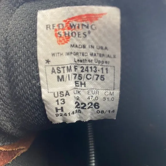 Red Wing 2226 Dyna-Force Made In USA Steel Toe Leather Work Boots Size 13
