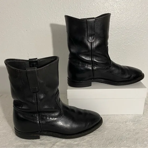 Red Wing Black Leather Western Cowboy Boots Men’s Size 7.5E Oil Proof Pull On