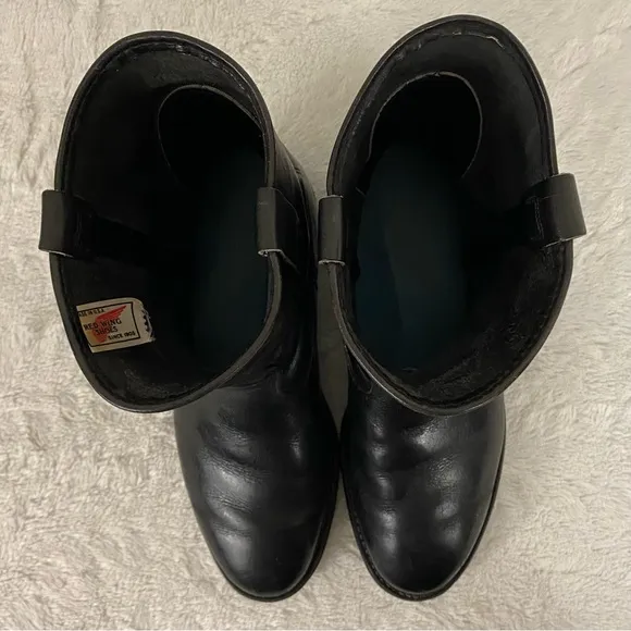 Red Wing Black Leather Western Cowboy Boots Men’s Size 7.5E Oil Proof Pull On