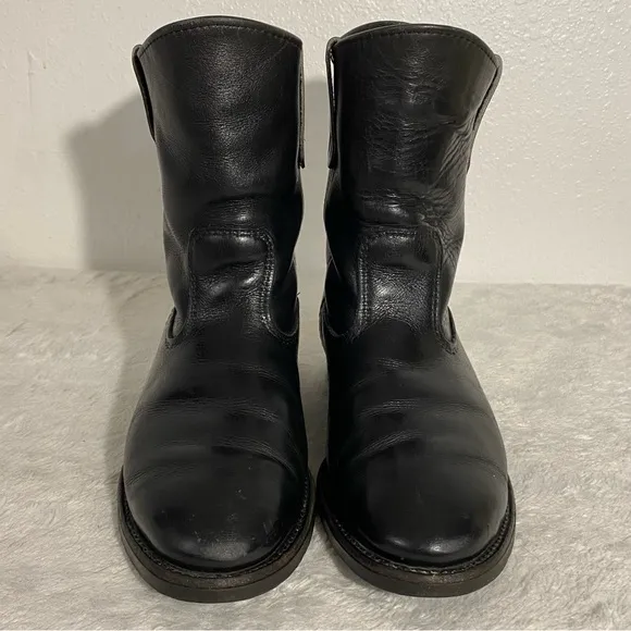 Red Wing Black Leather Western Cowboy Boots Men’s Size 7.5E Oil Proof Pull On