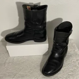 Red Wing Black Leather Western Cowboy Boots Men’s Size 7.5E Oil Proof Pull On
