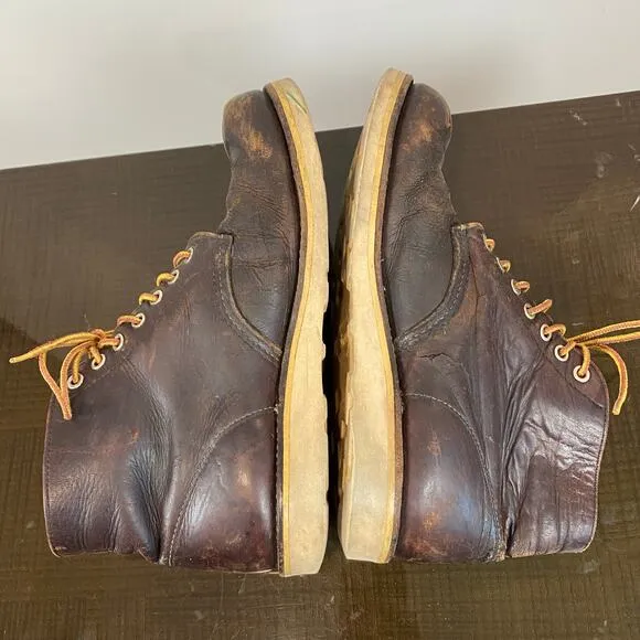 Red Wing Leather Lace Up Round Toe Work Boots Men's 9