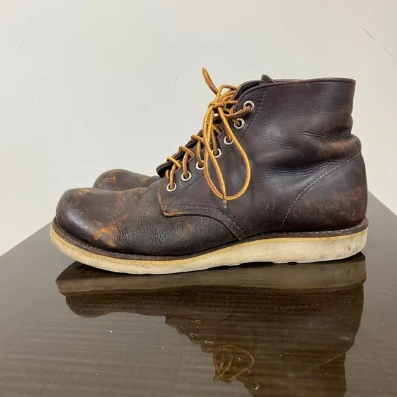 Red Wing Leather Lace Up Round Toe Work Boots Men's 9