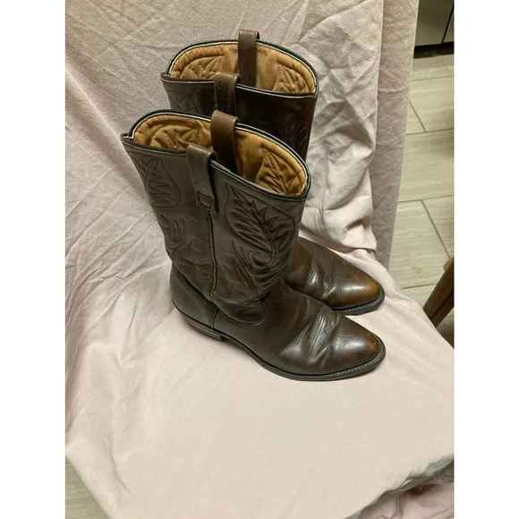 Red Wing Pecos Leather Boots 9.5 E Western Cowboy 9801-1 Goodyear Work Sole Men