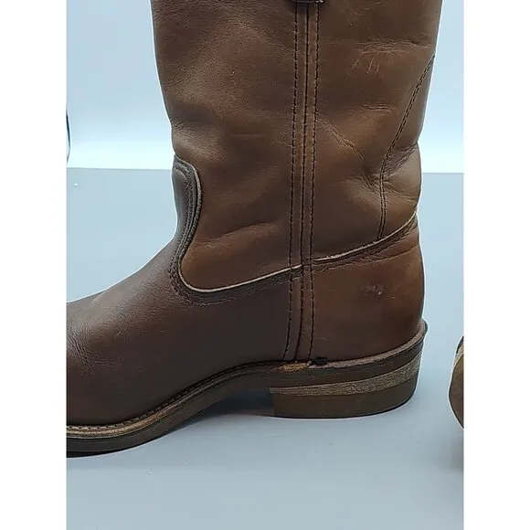 Red Wing Pecos Tan Vintage Nailseat Cowboy Western Pull Work Boot 8 D USA EUC