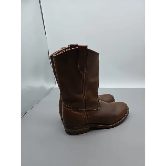 Red Wing Pecos Tan Vintage Nailseat Cowboy Western Pull Work Boot 8 D USA EUC