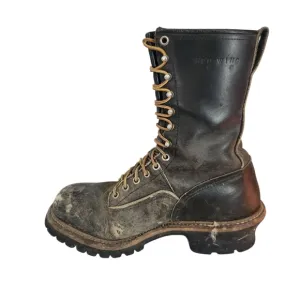 Red Wing Steel Toe Boots Mens Size 8 Black Lace Up Work Leather