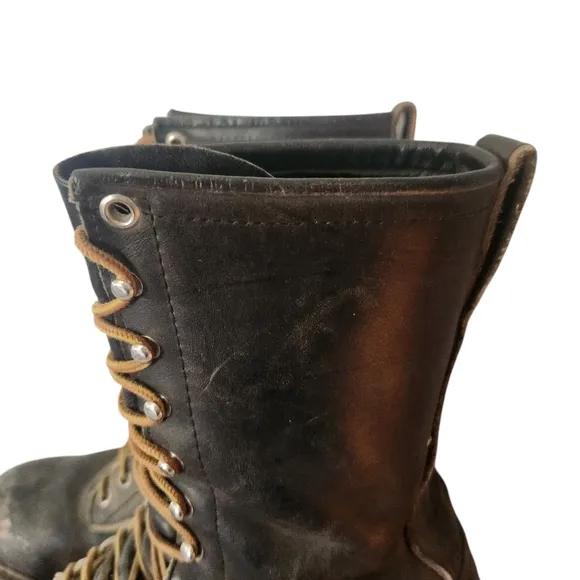 Red Wing Steel Toe Boots Mens Size 8 Black Lace Up Work Leather