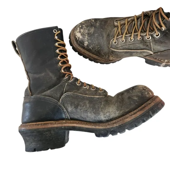 Red Wing Steel Toe Boots Mens Size 8 Black Lace Up Work Leather