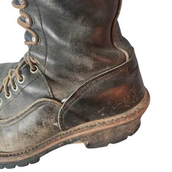 Red Wing Steel Toe Boots Mens Size 8 Black Lace Up Work Leather