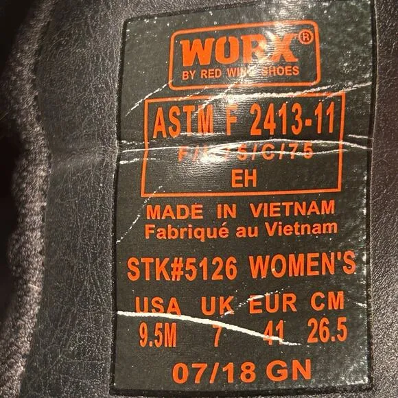 Red Wing Worx 5126 Zinc Chukka Work Safety Boots Steel Toe Black Leather 9.5