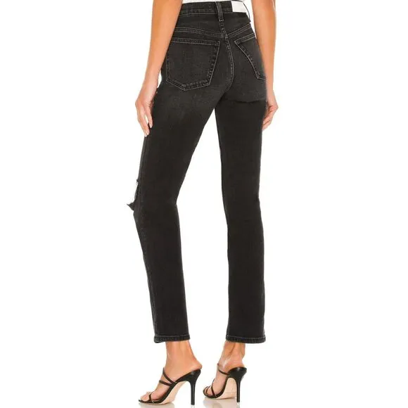 Re/Done 70s Straight Jeans with Knee Rip👖 - Washed Noir 🖤 | Size 27 | NWT ✨