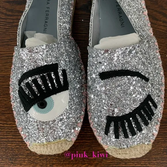 ⬇️REDUCED❗️Chiara Ferragni Contrast Stitching Glitter Espadrille