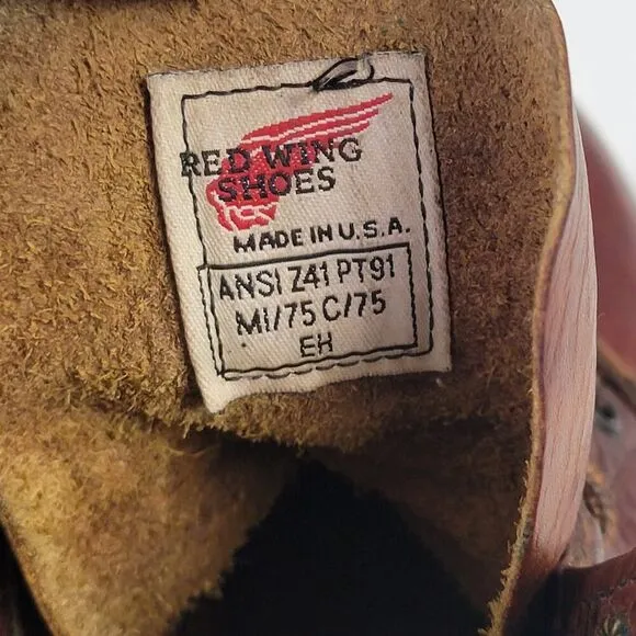 Red Wing Mens Brown Leather Lace Up Boots Work Shoes Size 8.5 D Made In USA