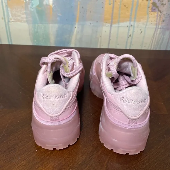 Reebok Cardi B Club C Classic Pink Clear Platform shoes (GS) 3.5