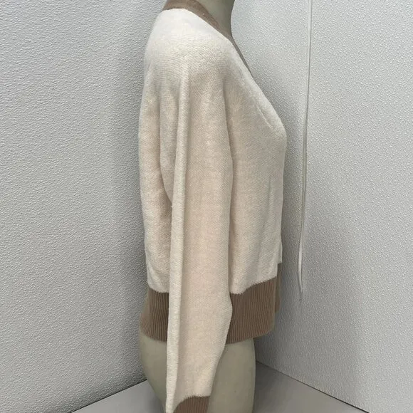 Reiss Women's Brie Color Block Cardigan Cream/Camel Size L -- NWT