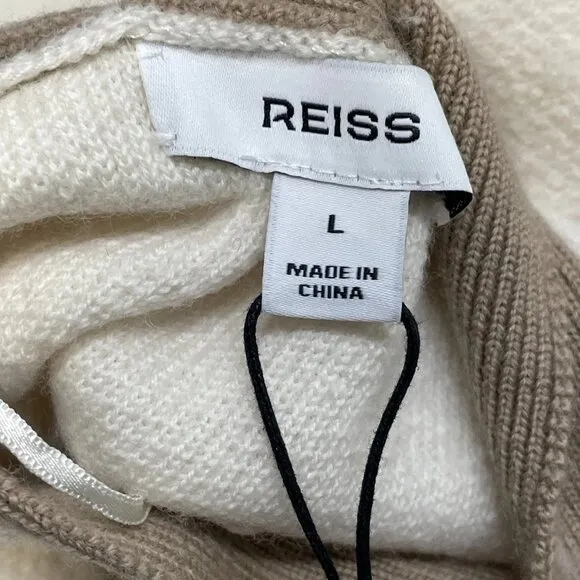 Reiss Women's Brie Color Block Cardigan Cream/Camel Size L -- NWT