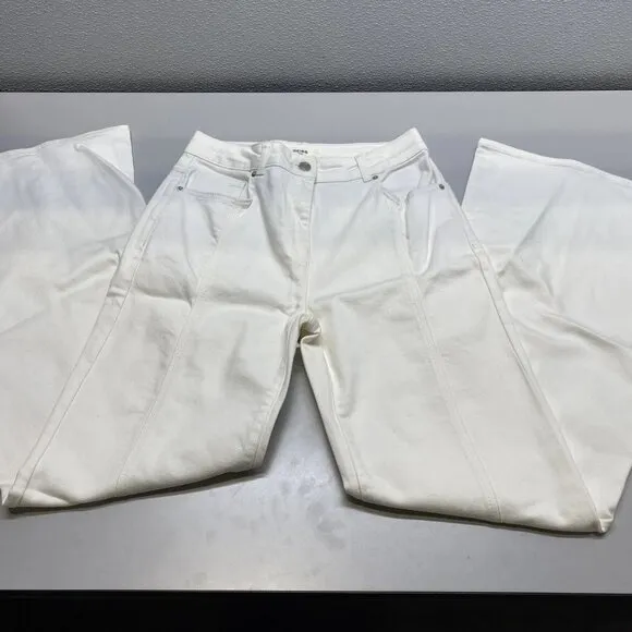 Reiss Women’s Juniper Flared Jeans Ecru White Size 27R Front Seam 5-Pocket – NWT