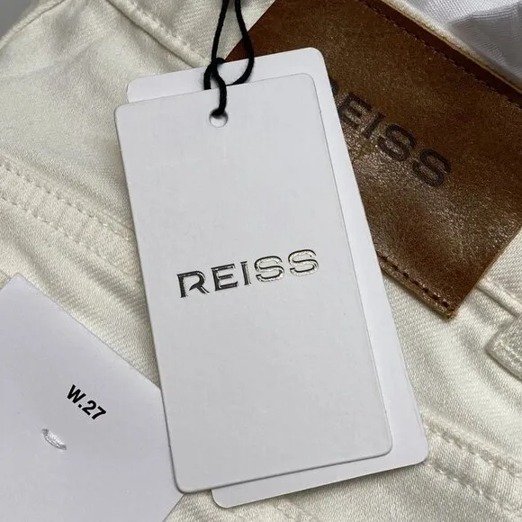 Reiss Women’s Juniper Flared Jeans Ecru White Size 27R Front Seam 5-Pocket – NWT