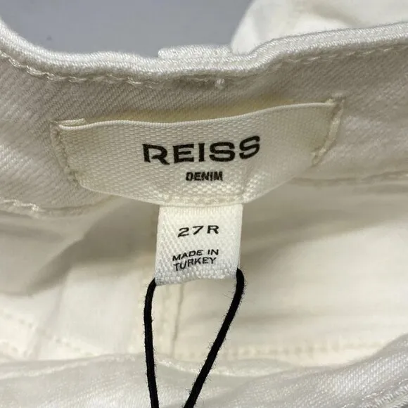 Reiss Women’s Juniper Flared Jeans Ecru White Size 27R Front Seam 5-Pocket – NWT