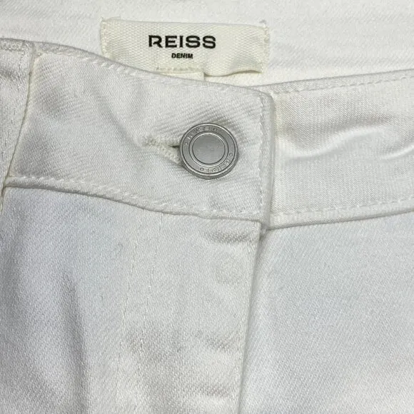 Reiss Women’s Juniper Flared Jeans Ecru White Size 27R Front Seam 5-Pocket – NWT