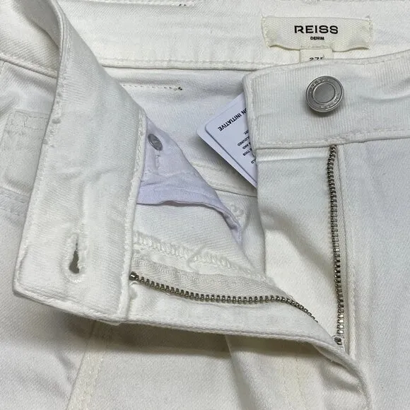 Reiss Women’s Juniper Flared Jeans Ecru White Size 27R Front Seam 5-Pocket – NWT