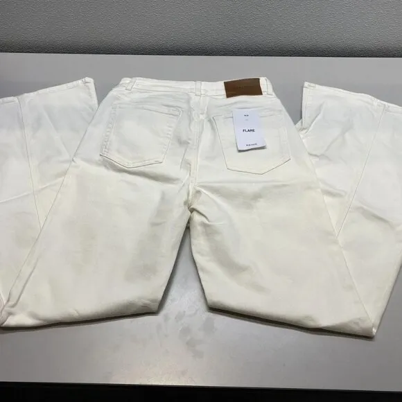 Reiss Women’s Juniper Flared Jeans Ecru White Size 27R Front Seam 5-Pocket – NWT