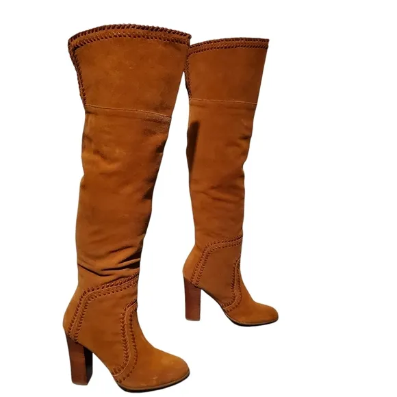 REPORT Tall Light Brown Suede Over-The-Knee Riding Boots Women's Size 7.5