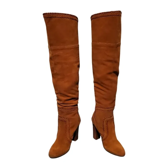 REPORT Tall Light Brown Suede Over-The-Knee Riding Boots Women's Size 7.5
