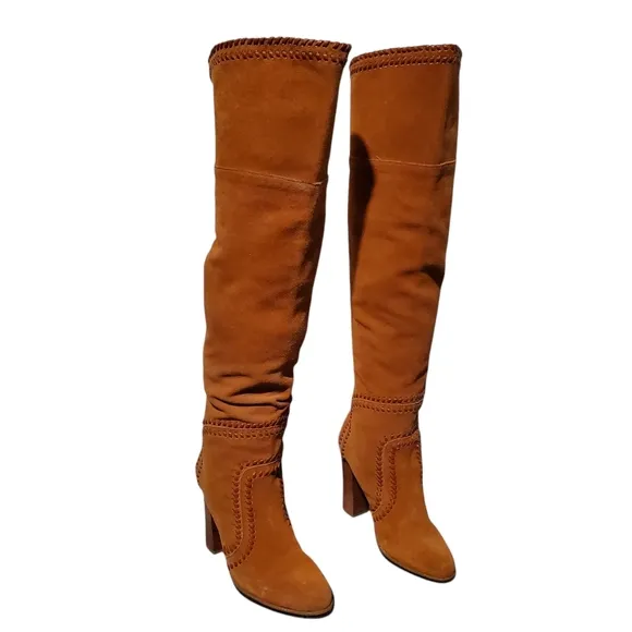 REPORT Tall Light Brown Suede Over-The-Knee Riding Boots Women's Size 7.5