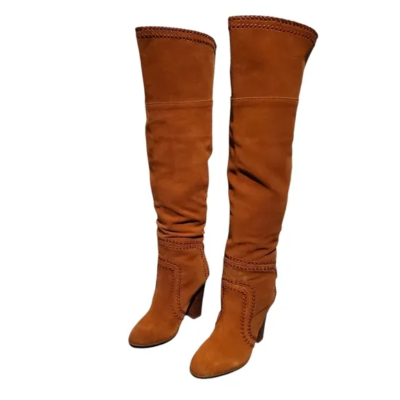 REPORT Tall Light Brown Suede Over-The-Knee Riding Boots Women's Size 7.5