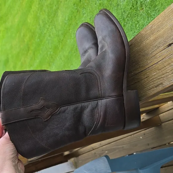 Resistol Ranch Brown Leather Men's Riding Work Farm Boots 9.5 G 9 1/2 G
