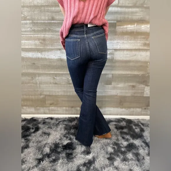 RESTOCK! judy blue high waist raw hem flare tall long JB82343REG DK