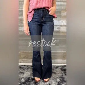 RESTOCK! judy blue high waist raw hem flare tall long JB82343REG DK
