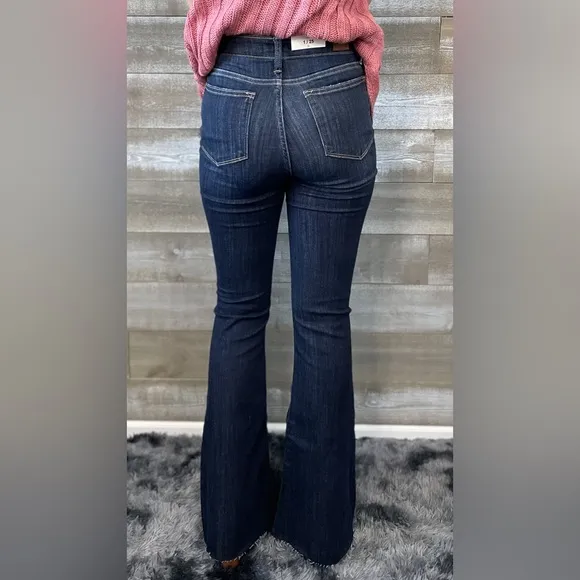 RESTOCK! judy blue high waist raw hem flare tall long JB82343REG DK