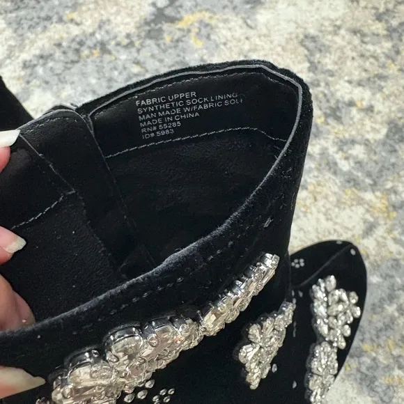 Rhinestone Embellished Platform Heeled Ankle Boots