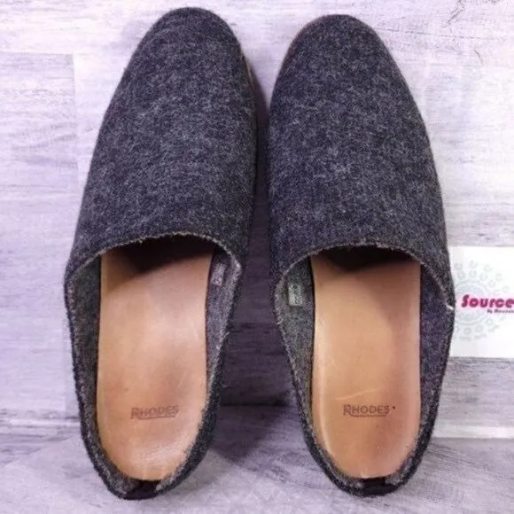 Rhodes The Wool House Leather Sole Slip on Mule Slipper Gray Men's sz 13