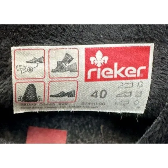 Rieker Black Suede Ankle Wedge Front Lace Up Booties Womens EU Size 40 US Size 8