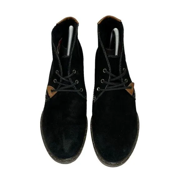 Rieker Black Suede Ankle Wedge Front Lace Up Booties Womens EU Size 40 US Size 8
