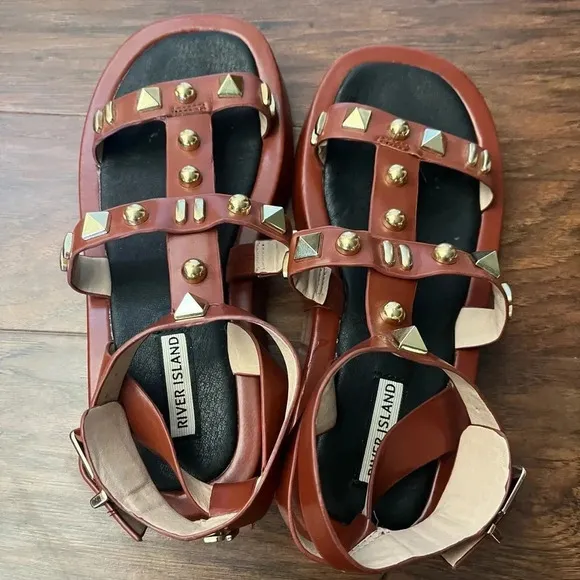 River Island Brown Gladiator Sandals- Size 7