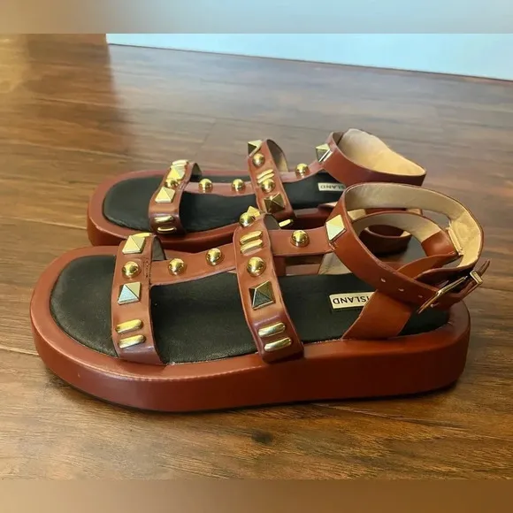River Island Brown Gladiator Sandals- Size 7