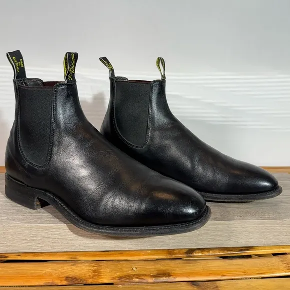 RM Williams Craftsman Men’s Black Yearling Chelsea Boots Size 12 E US (11 H UK)