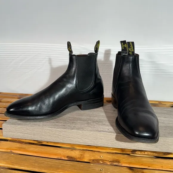 RM Williams Craftsman Men’s Black Yearling Chelsea Boots Size 12 E US (11 H UK)