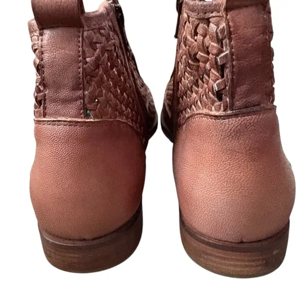 Roan by Bed Stu Leather Weaved Miller Ankle Boots Brown Size 10