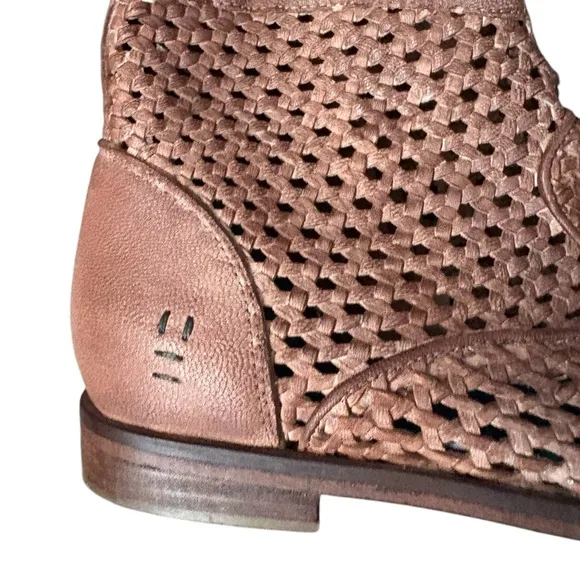 Roan by Bed Stu Leather Weaved Miller Ankle Boots Brown Size 10