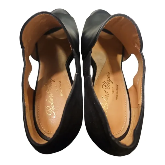 ROBERT CLERGERIE | Diser Black Leather Wedge Sandals in Size EU 37 / US 6.5