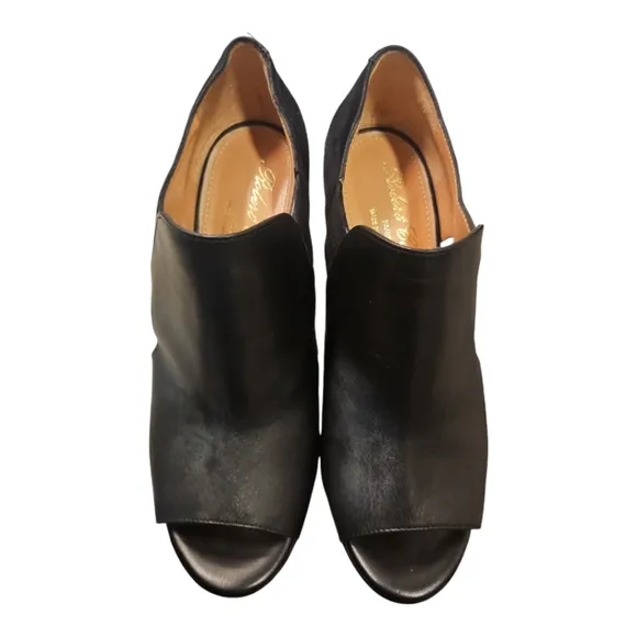 ROBERT CLERGERIE | Diser Black Leather Wedge Sandals in Size EU 37 / US 6.5